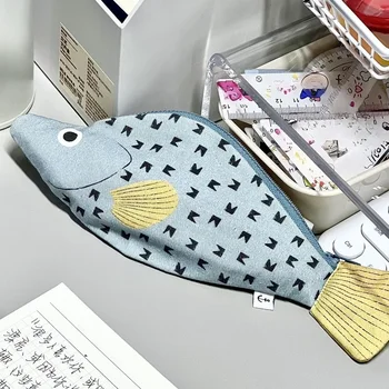 1Pc 크리 에이 티브 재미 Grouper Viscera 라이닝 패브릭 연필 케이스 소설 학생 편지지 물고기 펜 가방 어린이 선물 학교 용품 주머니