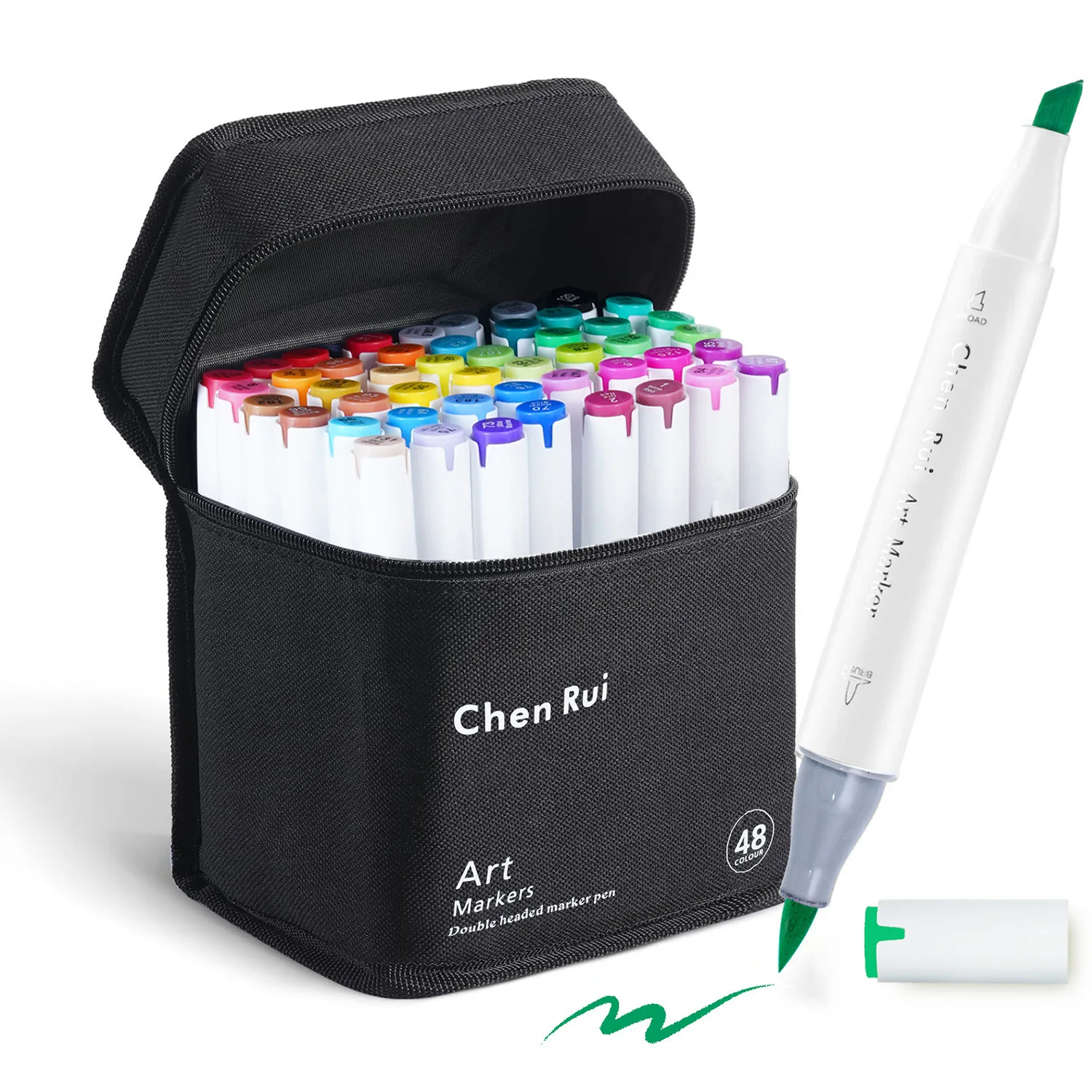 48/60/80/120/180 Colors Dual Tip Art Markers Brush & Chisel Permanent Marker Pens with Base Gifts for Christmas Back To School