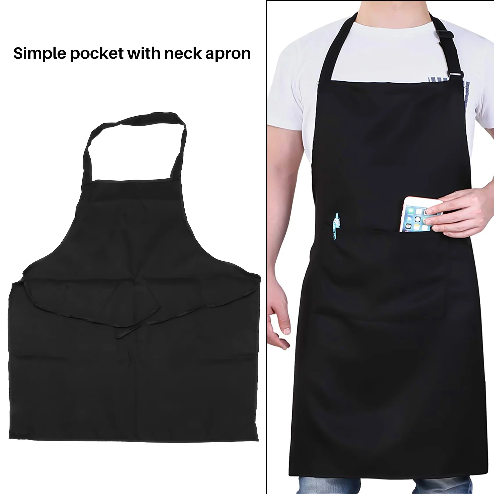 6 Pack Black Kitchen Apron with 2 Pockets Anti-Dirty Apron Suitable for Barbecue Kitchen Cooking Baking Restaurant