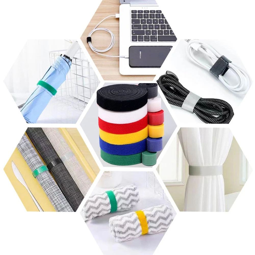 1-50m Kabel-Organizer USB-Kabelbinder Schreibtisch-Computer-Management-Band Kabelbinder Kopfhörer-Kabelhalter Kabelwickler Telefonhaken und Klettverschluss – Detail 11