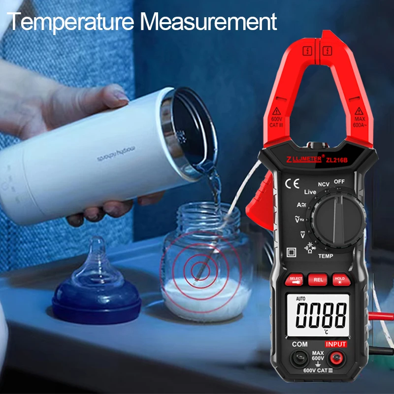 Digital Clamp Meter DC/AC Current 6000 Counts Multimeter Ammeter Voltage Tester Car Amp Hz Capacitance NCV Ohm Tester