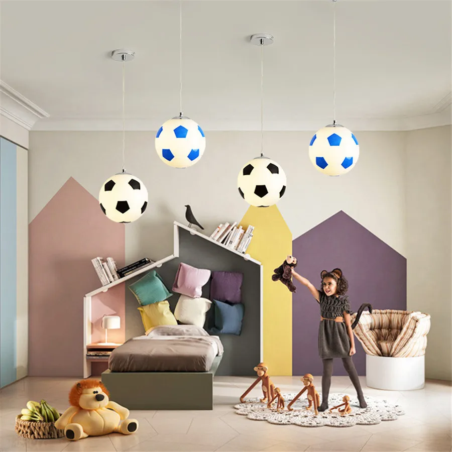 Imagem -03 - Cartoon Basketball Football Led Pendant Light Restaurante Cozinha Lustre de Teto para o Bebê Kids Decoração do Quarto das Crianças