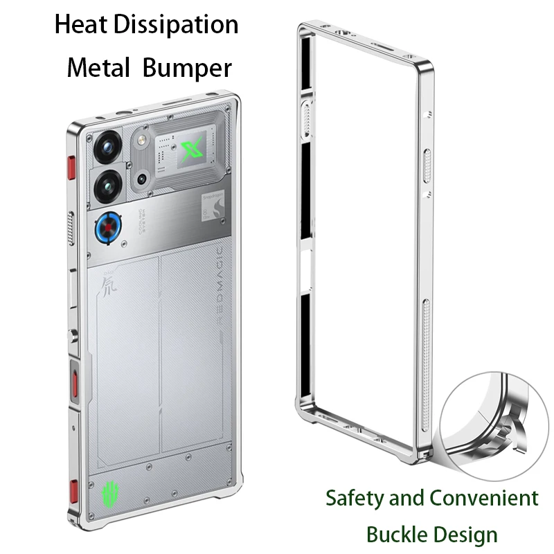 

Aluminum Alloy Cooling Bumper Case For Redmagic 10 9 9s Pro Plus Pro+ Metal Frame Heat Dissipation Protective Hard Back Bumpers