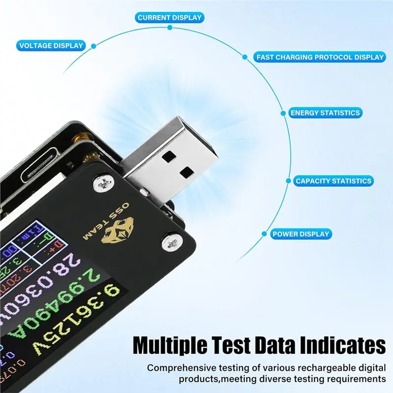B84B-USB Multimeter USB C Power Mester Tester USB-C Testers DC 4-25V 6.5A 1.77-Inch Multi-Function Voltage And Current Meter