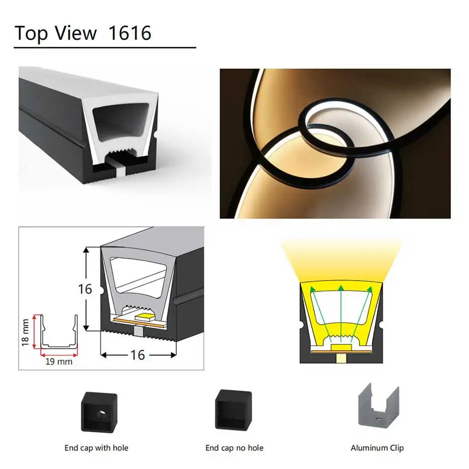 FUNZENXIN LED Neon Schwarz Röhre 1m 2m 3m 4m 5m IP67 Wasserdichte Silikon Weiche Lampe für WS2812B WS2811 SK6812 Streifen Licht Außen Dekoration 6