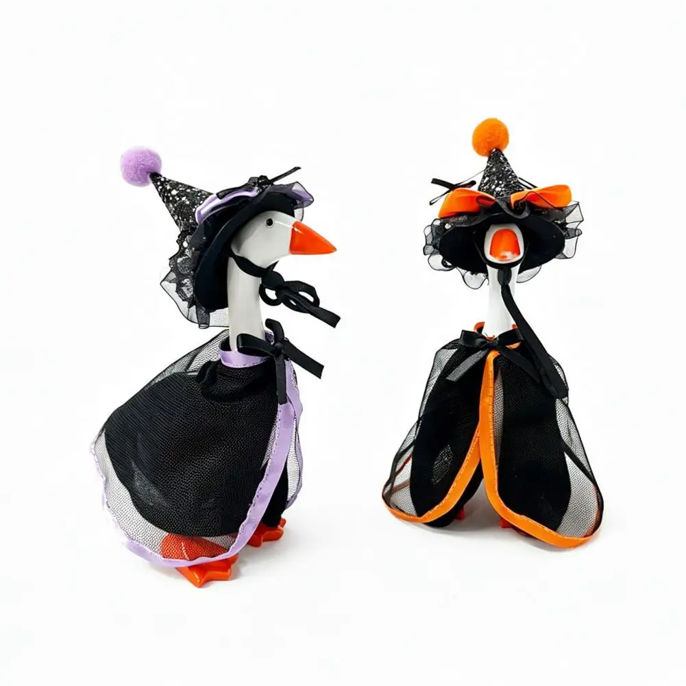 7-inch Goose Decoration Halloween Desk Goose Costume Set Witch Cape Pointed Hat Ghost Hoodie for 7-inch Goose Statue Holiday