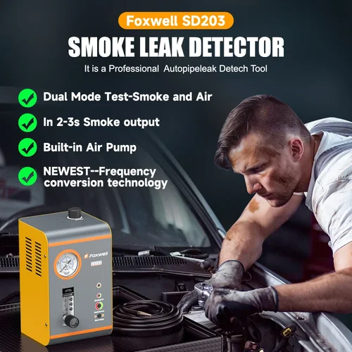 Imagen 2 del producto FOXWELL-máquina de humo SD203 automotriz con bomba de aire integrada, Detector de fugas de vacío EVAP, diagnóstico de fugas de tuberías duales de coche, novedad de 2024
