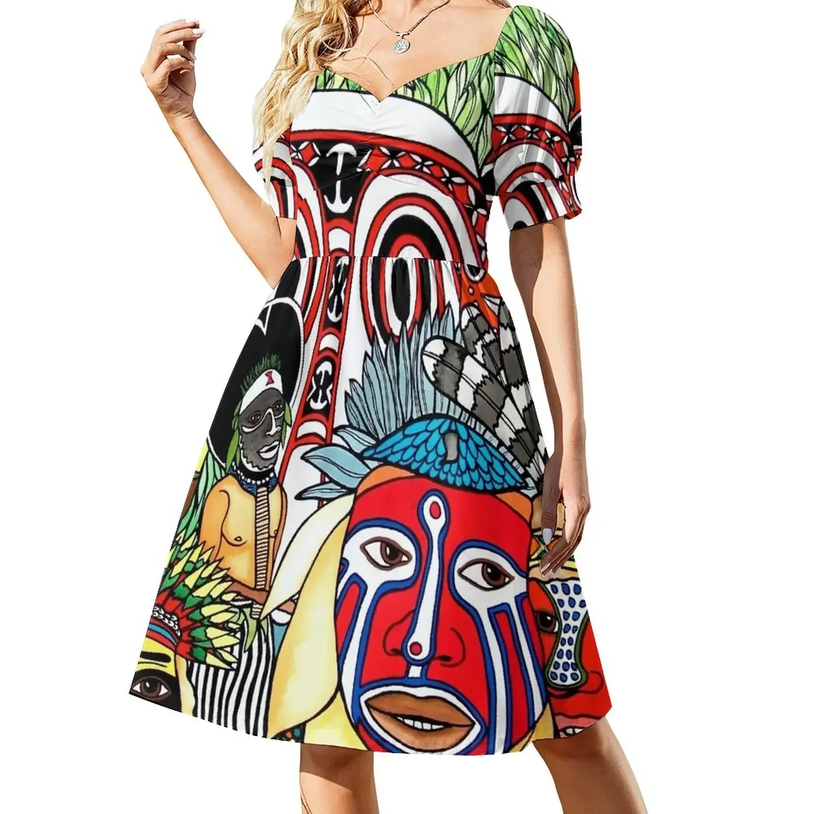 

#258 - Unique PNG Culture I - Artist Nathalie Le Riche Sleeveless Dress Dresses Dress