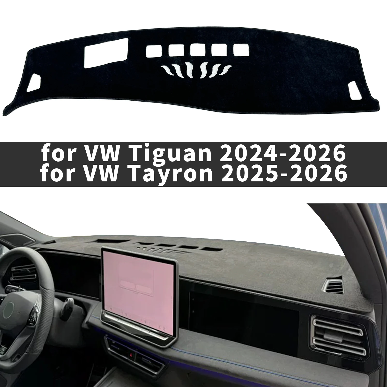 يصلح ل Volkswagen Tiguan Tayron 2024-2026 2027 اكسسوارات السيارات Dashmat غطاء لوحة القيادة وسادة واقية السجاد DashMat ظلة #1