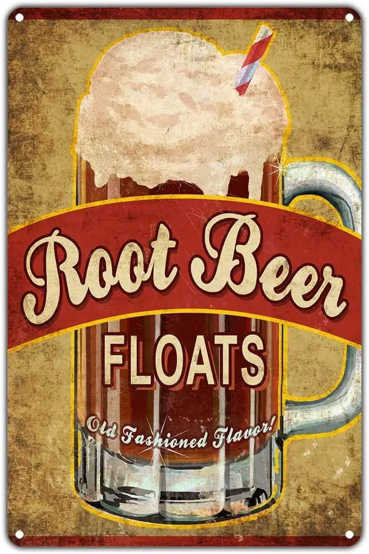 Root Beer Floats Old Fashioned Flavor Retro Wall Home Decor 12X8 Metal Signs sign