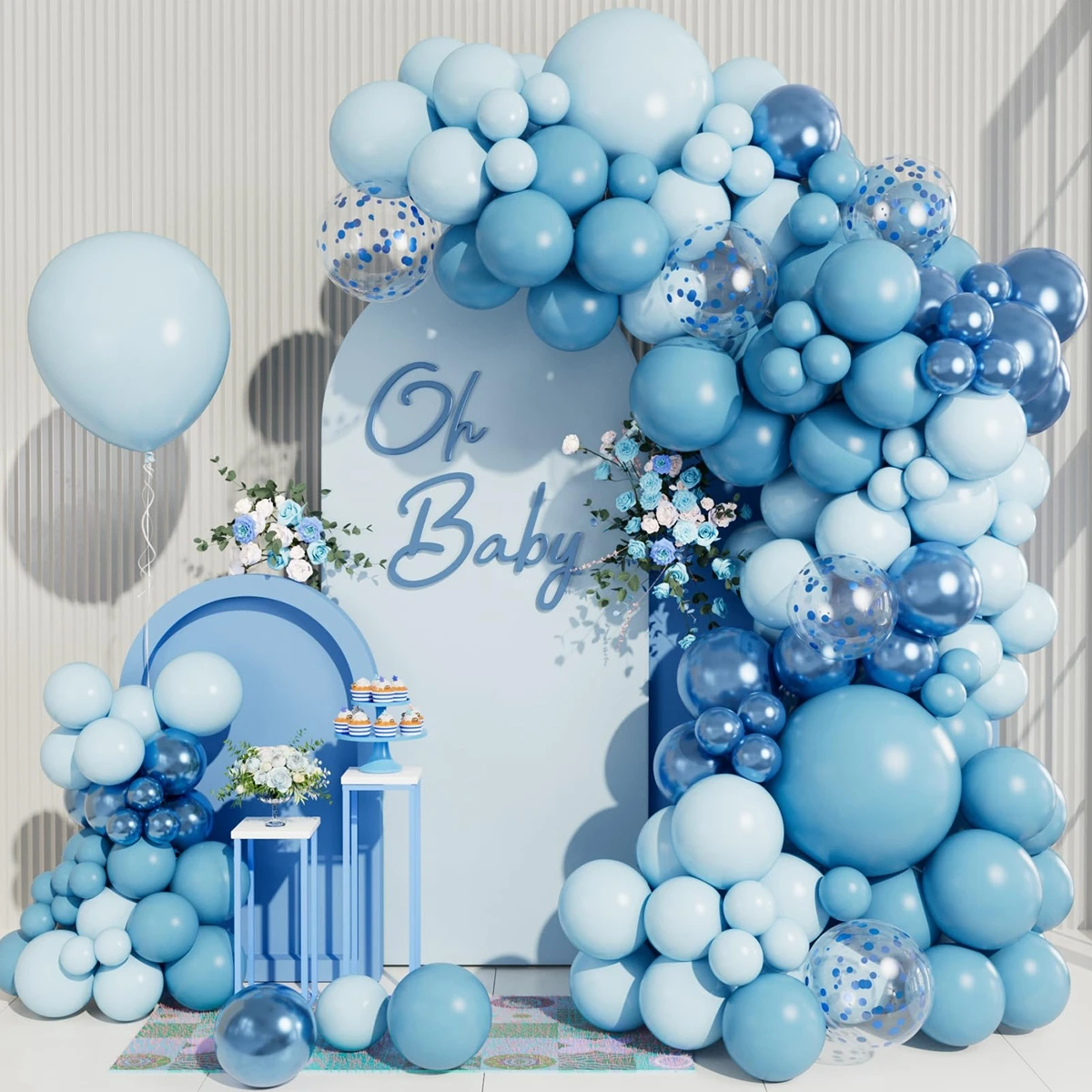 Blue Balloons Garland Arch Kit Birthday Party Decor Kids Boy Wedding Birthday Party Supplies Baby Shower Decor Latex Balloon