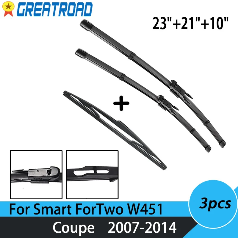 Wiper 3Pcs Front & Rear Wiper Blades Set For Smart ForTwo W451 Coupe 2007 08 09 10 11 12 13 2014 Windscreen Windshield Window