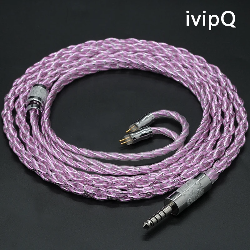 IvipQ Heartbeat Frequency Cable High-Purity Single-Crystal Silver+Copper Alloy+Silver Foil 4.4mm 2Pin MMCX IE900 Audio IEM Wire
