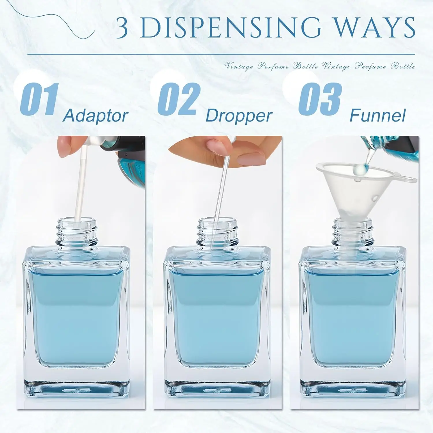 6 Stück 30ml Leere Glas-Parfümflaschen, Nachfüllbare Zerstäuberflaschen, DIY-Parfümherstellungszubehör, Vintage-Duftverpackung – Detail 4