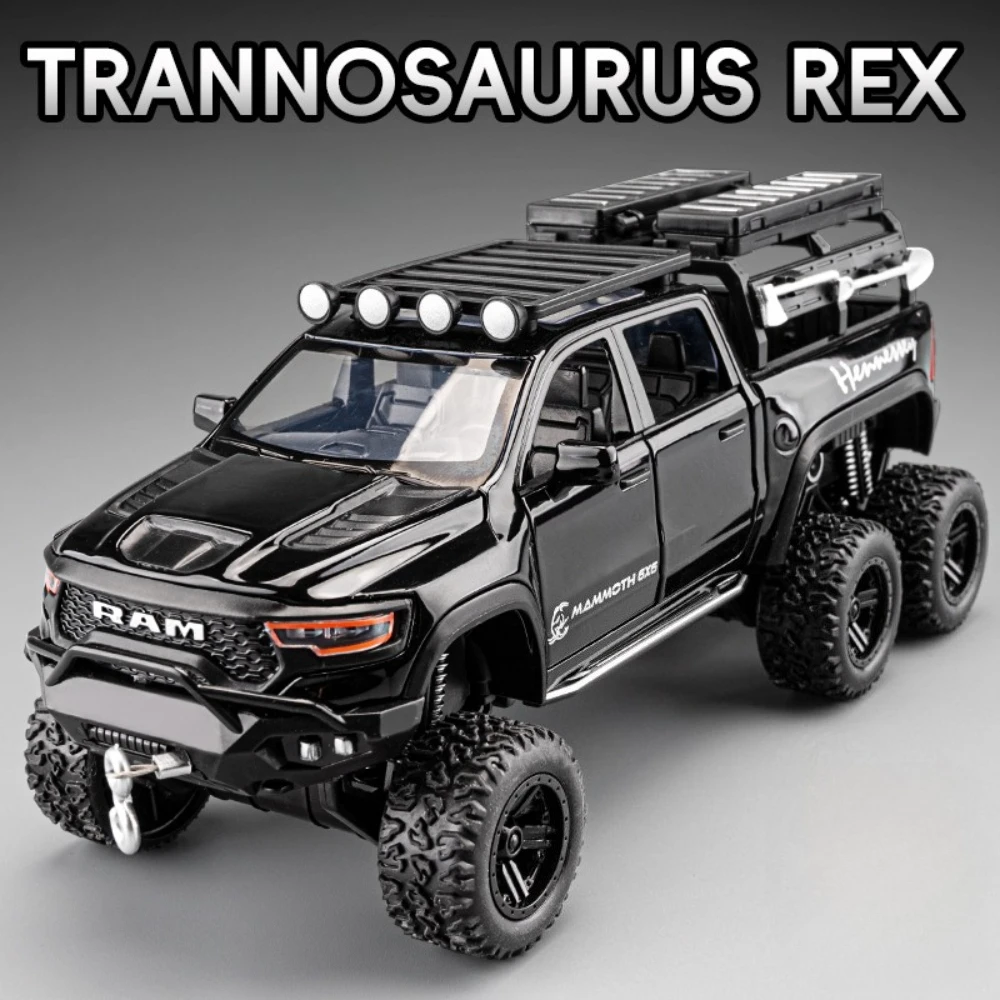 1:32 Legering Tyrannosaurus Rex 6X6 Hellcat SRT Model Speelgoed Diecast Autodeuren Geopend Geluid Licht Trek Terreinwagen Jongen Gift