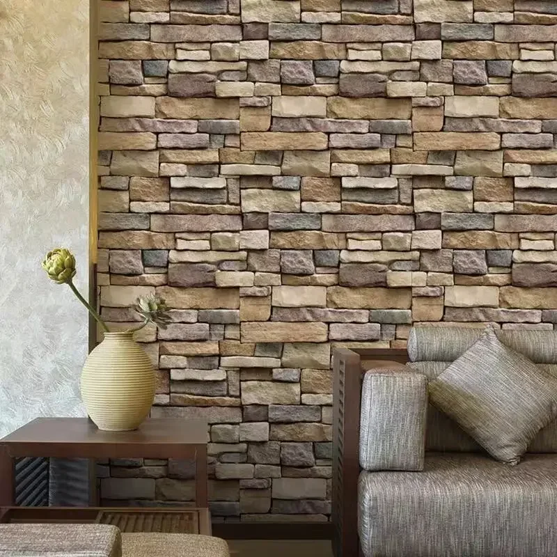 Imitation Brick Pattern Self-adhesive Wallpaper Self-adhesive Paper Wallpaper for Living Room and Dining Room Background Wall