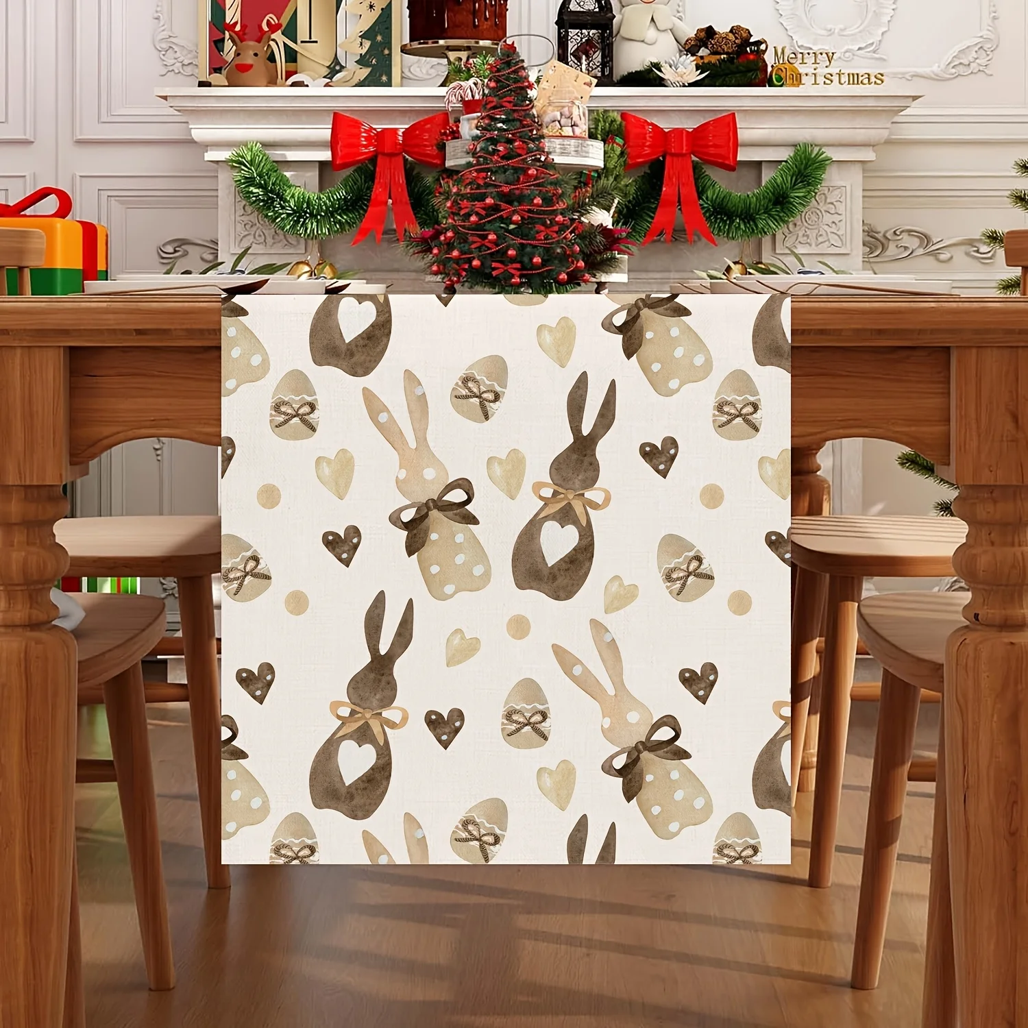 Easter Bunny & Egg Rectangular Table Runner - Spring Family Gathering Kitchen Restaurant Holiday Decor
