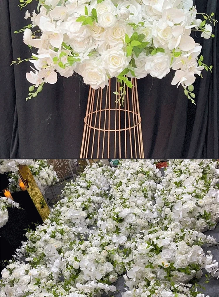 Weiße Rose Orchidee Künstliche Tischdekoration Blumenball Hochzeitstisch Blumenarrangement Hotel Bankett Abendessen Party Empfang Dekoration – Detail 8