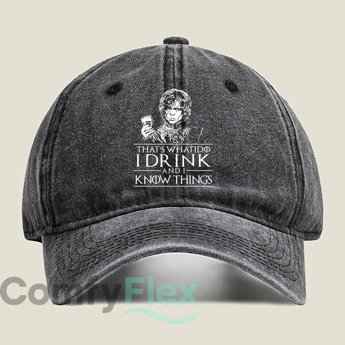 “That's What I Do, I Drink And I Know Things” Text Unisex Washed Baseball Cap Distressed Denim Hats Classic Outdoor Run