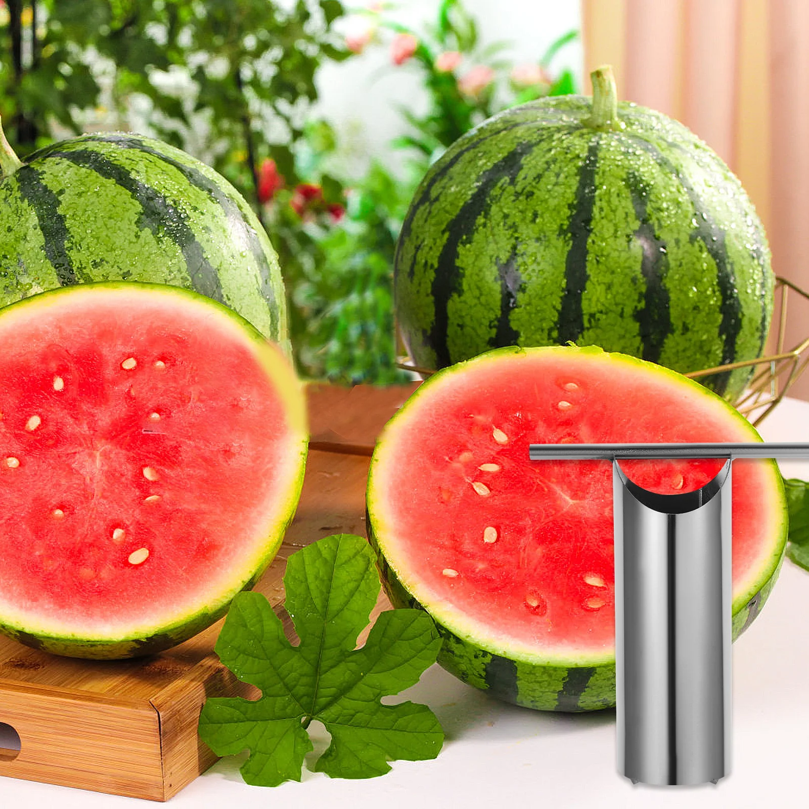 Perfurador de melancia em aço inoxidável, abridor de melão, cortador, removedor de núcleo, ferramenta de perfuração de frutas, cozinha, perfurador de melancia