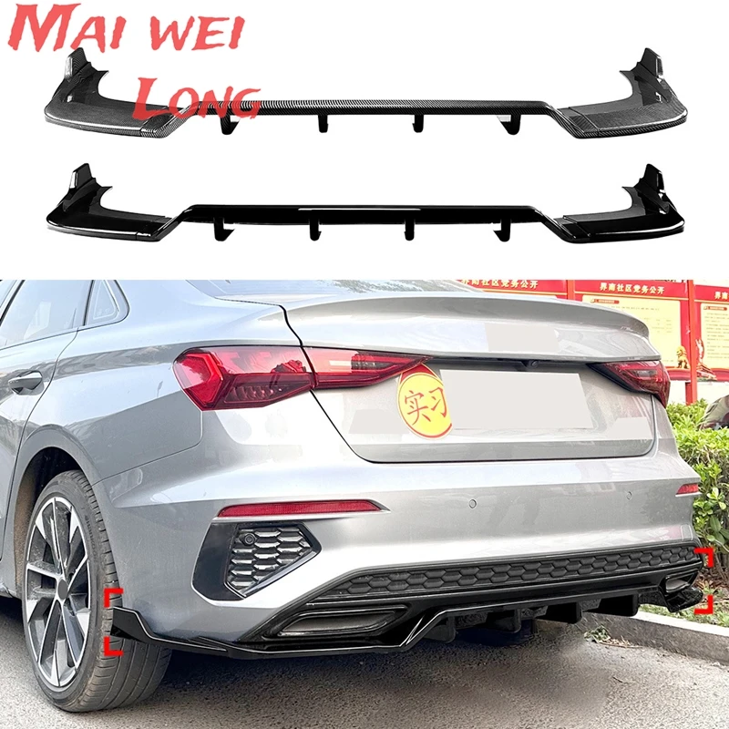 

Car Rear Bumper Lip Splitter For Audi A3 S3 8Y Sline Sedan 2021 2022 2023 2024 Diffuser Side Corner Protector Spoiler Body Kit