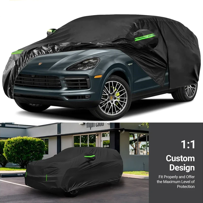 

Водонепроницаемый автомобильный чехол подходит для Porsche Cayenne 2009-2024 гг. с дверцей-молнией и ветрозащитными лентами для защиты от снега, дождя, пыли и града