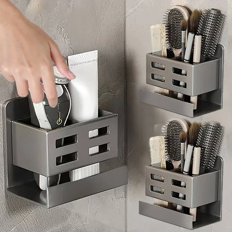 

New Hole-free Multifunctional Washbasin Storage Tube Bathroom Toothbrush Razor Storage Rack Wall-mounted Bathroom Supplies
