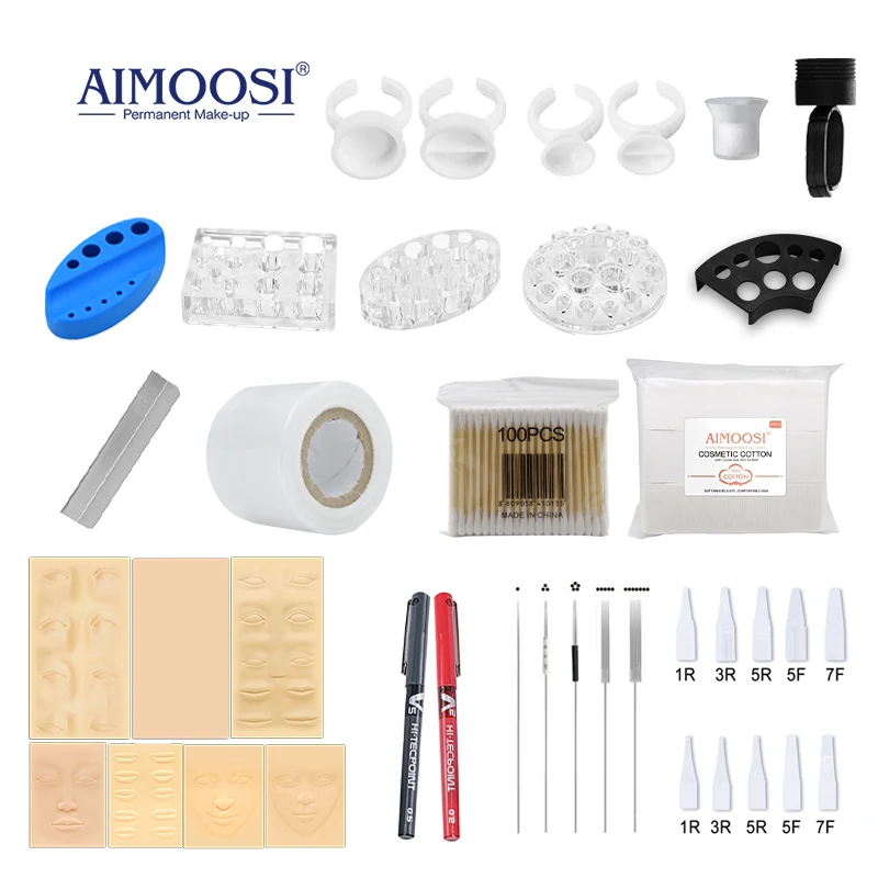 Aimoosi Tattoo-Verbrauchsmaterialien Ringbecher Zubehör Make-up Tattoo-Tools Tinte Becherhalter Übungshaut Üben Permanent Make-up