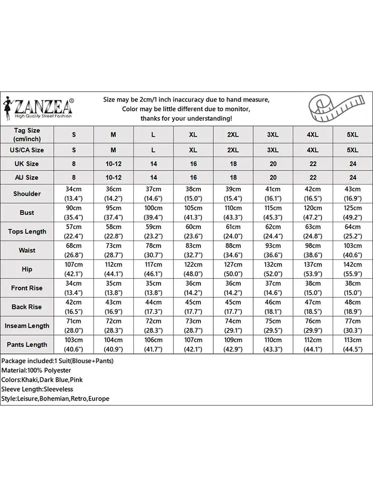 ZANZEA Fashion Tracksuits 2PCS Women Outfits Summer V Neck Sleeveless Blouse Wide Leg Trouser Suits Elegant OL Work Pant Sets