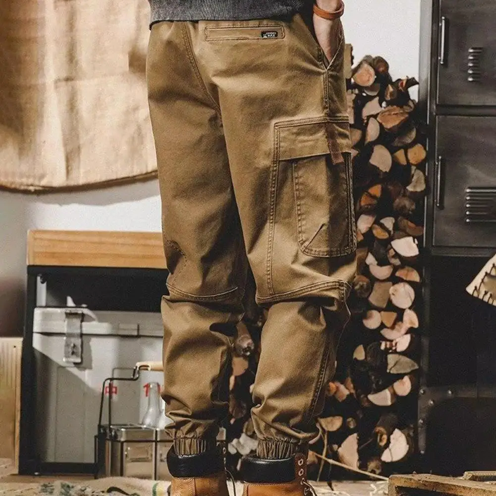 

Men Outdoor Trousers Stylish Men's Cargo Pants with Multiple Pockets Elastic Waist Ankle-banded Design for Streetwear Outdoor