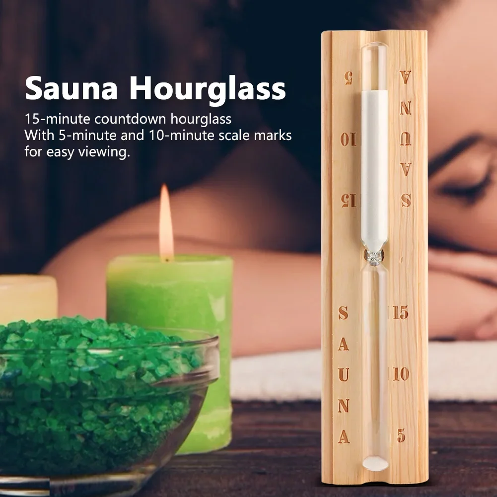 Wooden Sauna Hourglass 15 Minutes Sand Timer Countdown Clock Accessory For Sauna Spa Room