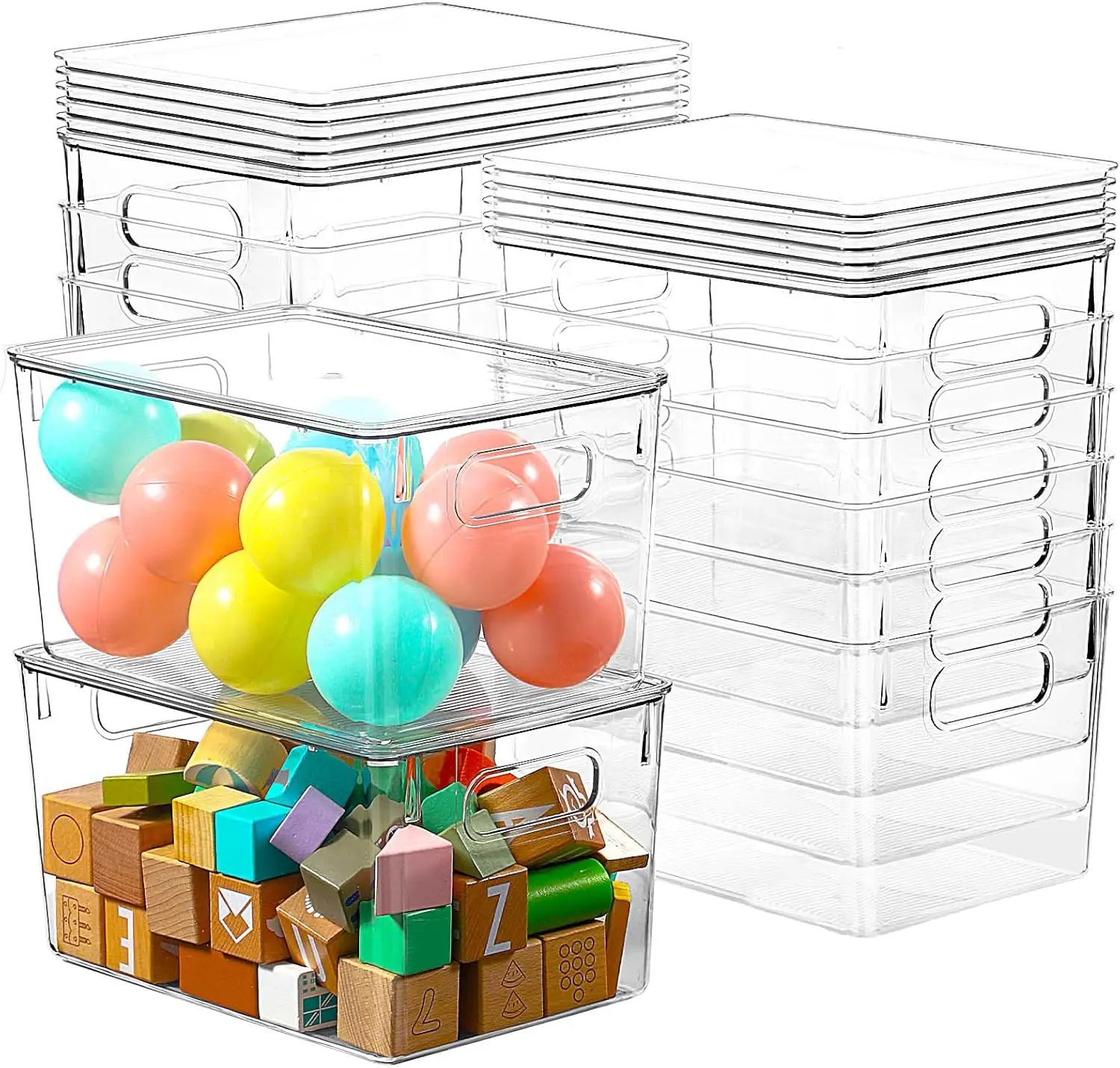

12 Pack Clear Storage Bins with Lids, 7 Quart Stackable Boxes for Home and Office Organization