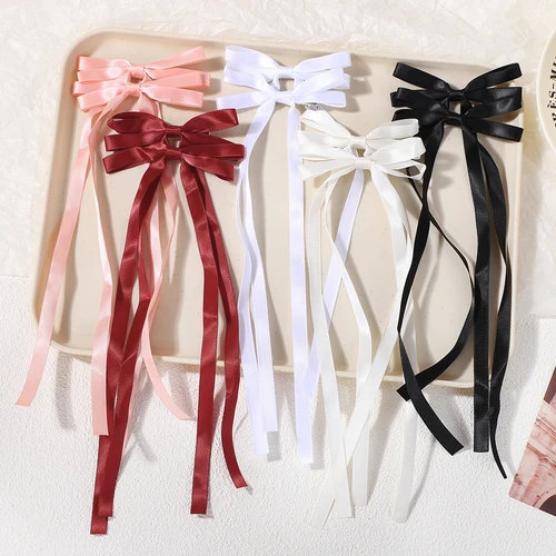 Imagen 2 del producto Horquilla con lazo para el pelo para mujer y niña, 2 piezas, cinta para el pelo, pinzas para la cabeza, lazo blanco y negro, accesorios para el cabello femenino