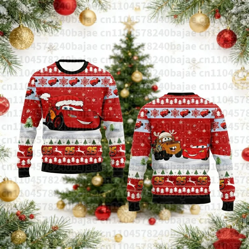 

Disney Cars Lightning McQueen & Mater Christmas 3D Print Autumn Long Sleeves Children's Hoodies Men's and Women's Long Sleeves