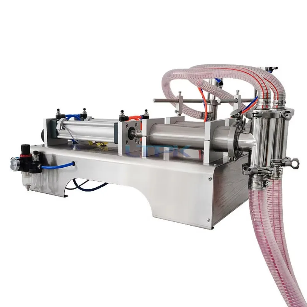 Semi-Automatic Liquid Dosing Filler | Double Head Pneumatic Piston Filling for Juice/Oil/Water