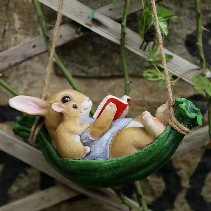 

Garden Outdoor Tree Pendant Swing Rabbit Decoration Garden Cartoon Animal Crafts Decoration Decorations For Home