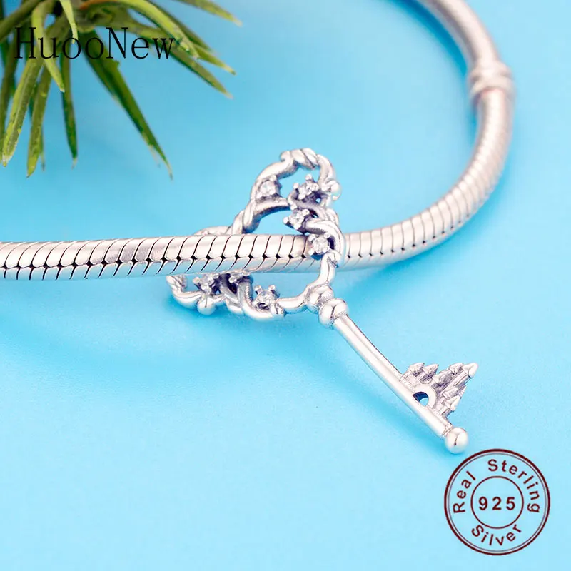 925 Sterling Silver Plant Mickey Shape Key Zirconia Bead Fit Original Brand Charm Bracelet Necklace Making Handmade Berloque