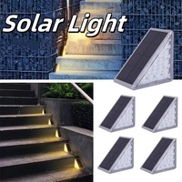4pcs LED Step Lamp Stair Light Outdoor IP67 Waterproof Solar Light With Lens Anti-theft Design Decor Lights For Garden Deck Path