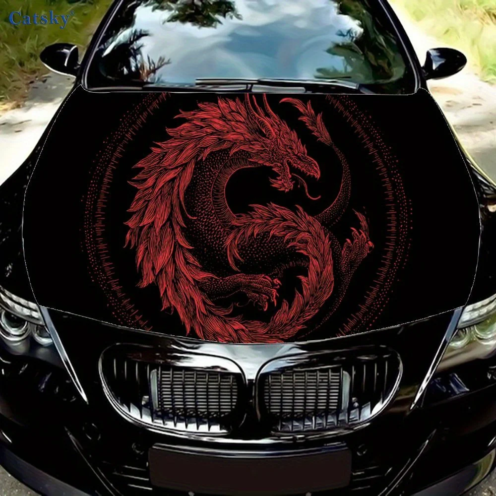 

Cool Red Dragon print,car hood stickers,PVC waterproof Self adhesive car hood sticker,car hood decoration protection stickers,Au