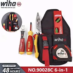 Wiha 6-in-1 Kit for Body Insulated Pliers, Insulated Stylus, Insulated Screwdriver, Tape Measure, Levelling Tape, NO.90028C