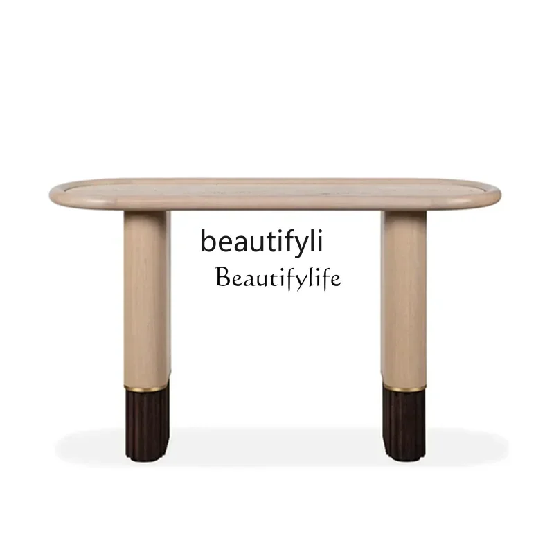 

Italian light luxury marble solid wood entrance table hotel clubhouse corridor end view table model room entrance platform