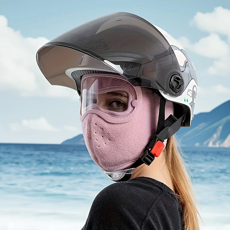 1pc Winter Warm Face Masks with Removable Anti-Fog Clear Lenses & Adjustable Closure - Full Face Coverage, Breathable Fabric view 3