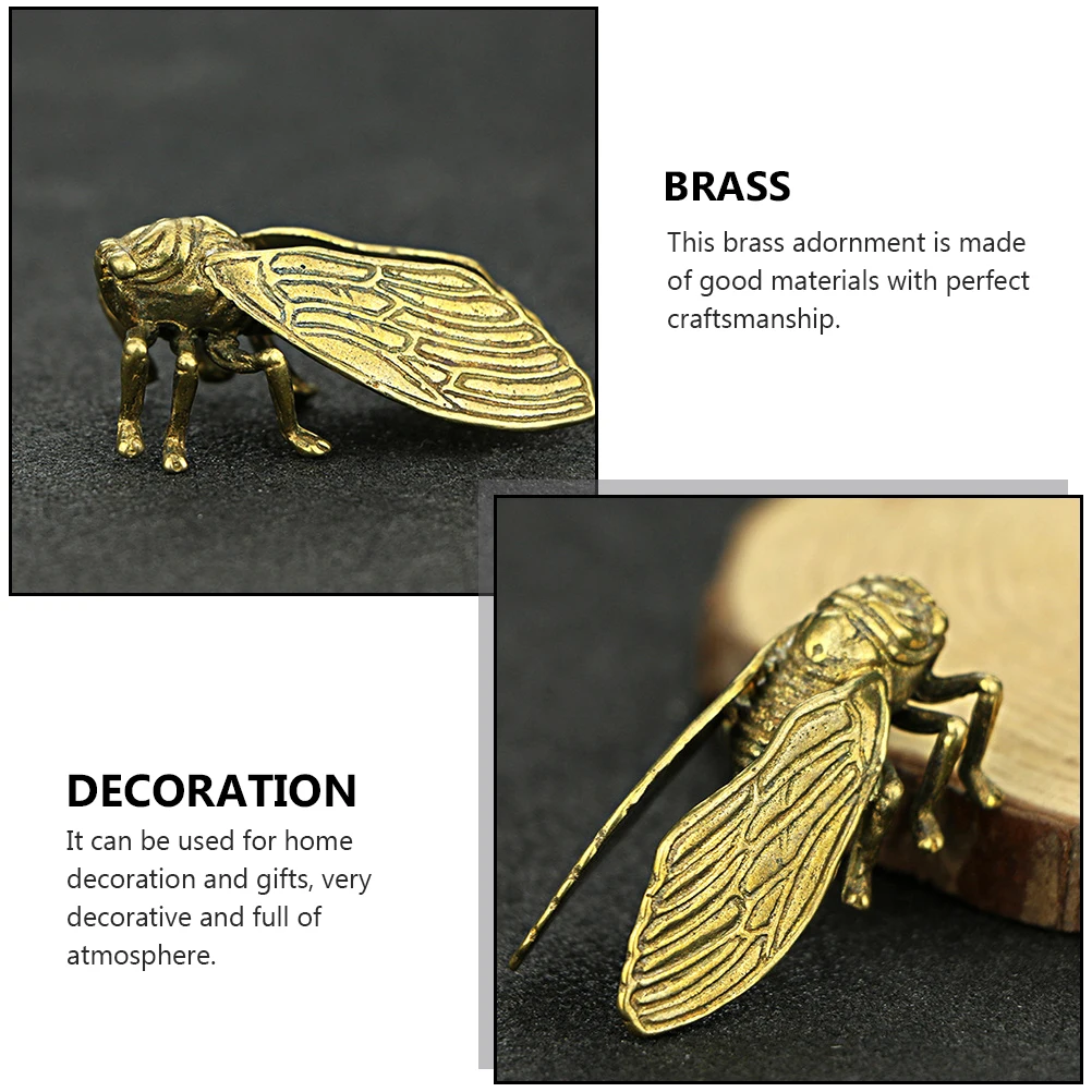 

Brass Cicada nament Copper Delicate Statue Home Decor Indoor Desktop Adornment Premium Material Non Peeling Color Pattern Home