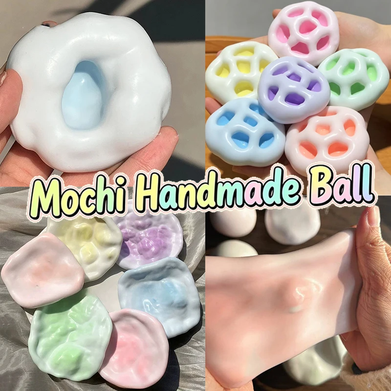 Handmade Mochi Crispy ASMR Sounds Relief Squeeze Ball Smooth TPR Soothing Pressure Healing Relax for Desktop Daily Decompression
