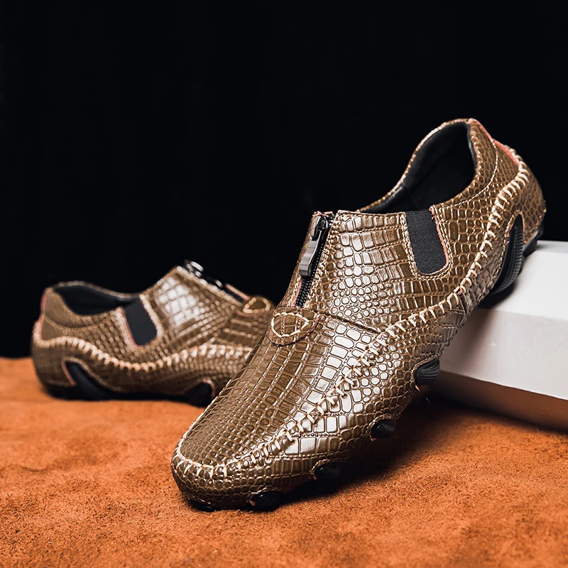 Spring Autumn Large Casual Men Shoes Octopus Soft Bottom  Soft Surface Lightweight  Comfortable Zipper Youthful  Fashionable