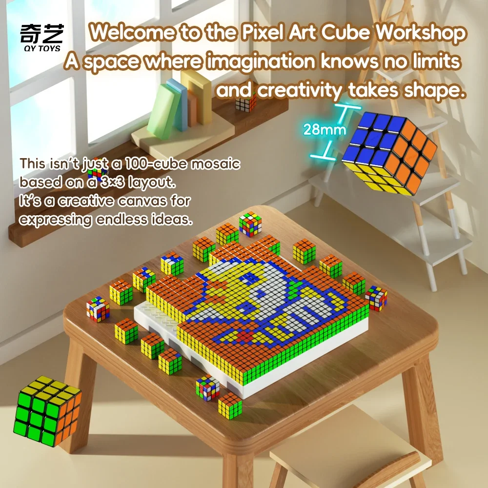 [CubeFun] QiYi Mosaico Cubo di Velocità Magico 10x10 Puzzle 900 Pixel Blocchi di Costruzione Creativi Mosaico Cornice per Foto Regali per Bambini