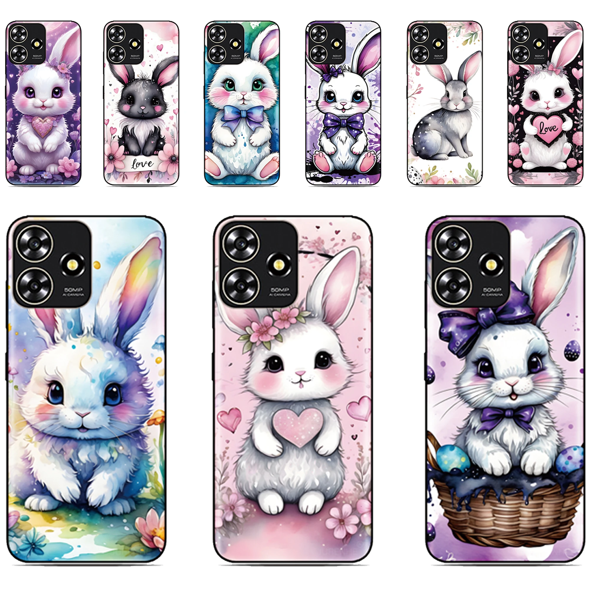 Rabbit Love Back Cover For Sony Xperia 10 1 VII VI 5 II III IV V 2023 XZ5 XZ4 XZ3 XZ2 Compact XA1 XA2 TPU Soft Phone Case