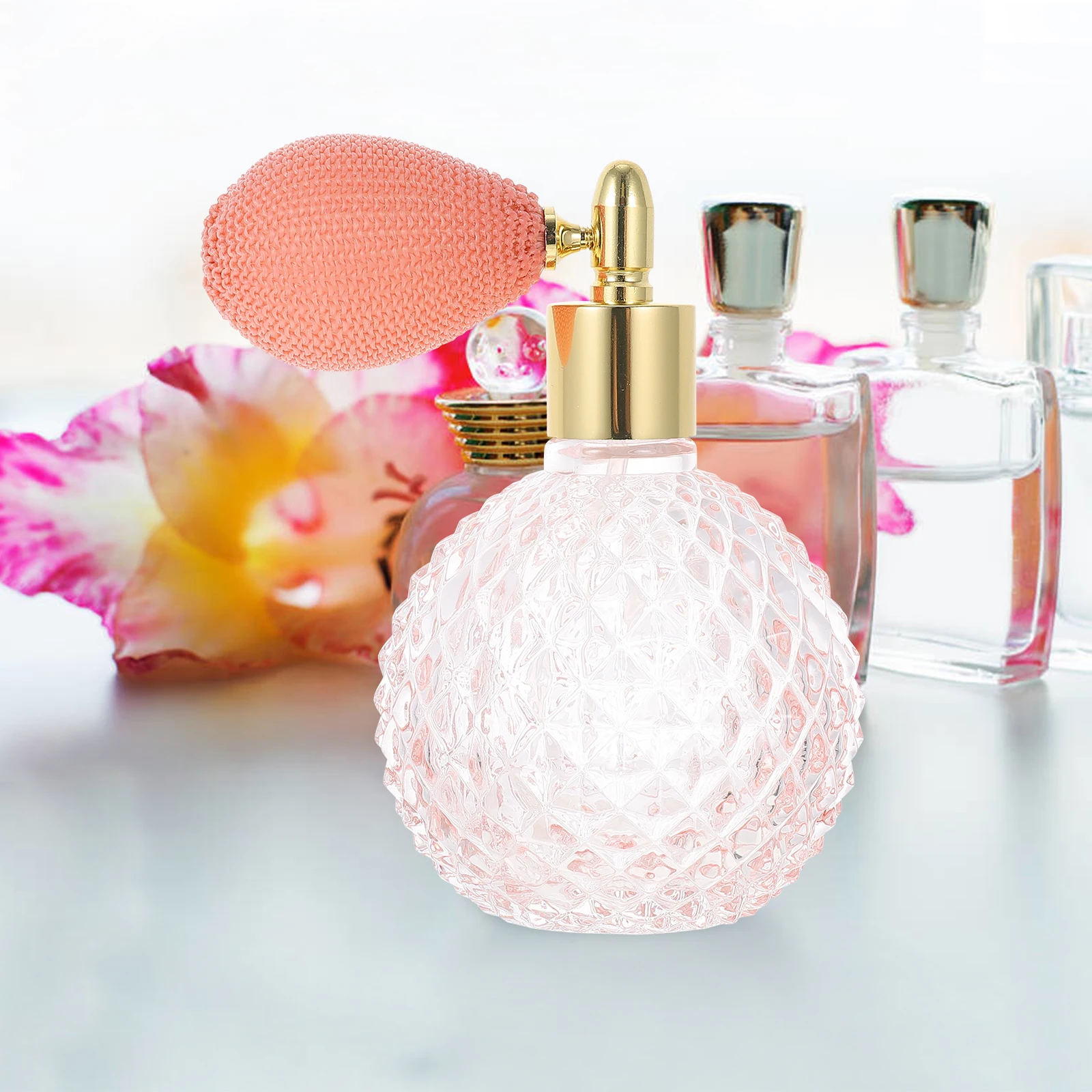 

Glass Perfume Bottle with Gasbag Pump Spray for Travel Samples Leak-Proof Reusable Compact Non-Spill Easy Carry Container