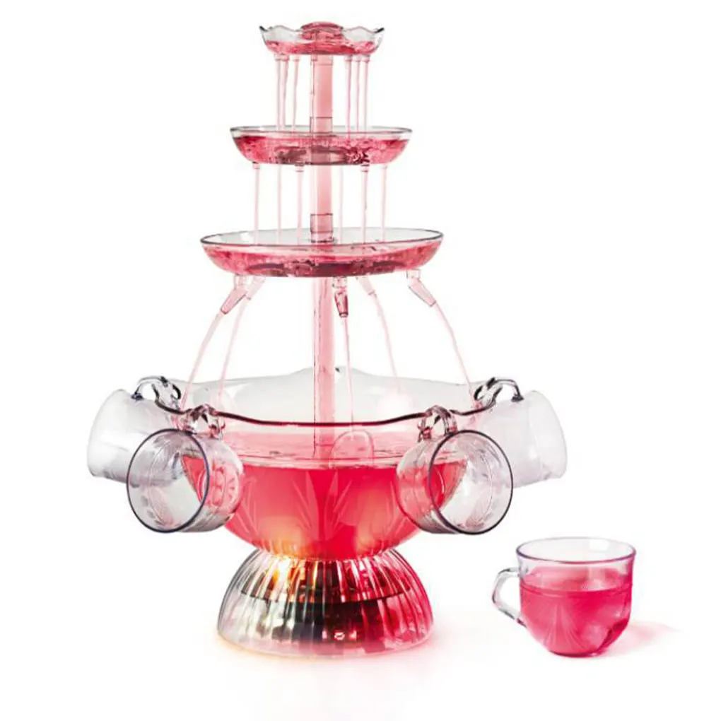 

ABS Cocktail Tier Party Fountain Food Grade Durability Exquisite Craft Wide Application Convenient As Shown EU Plug