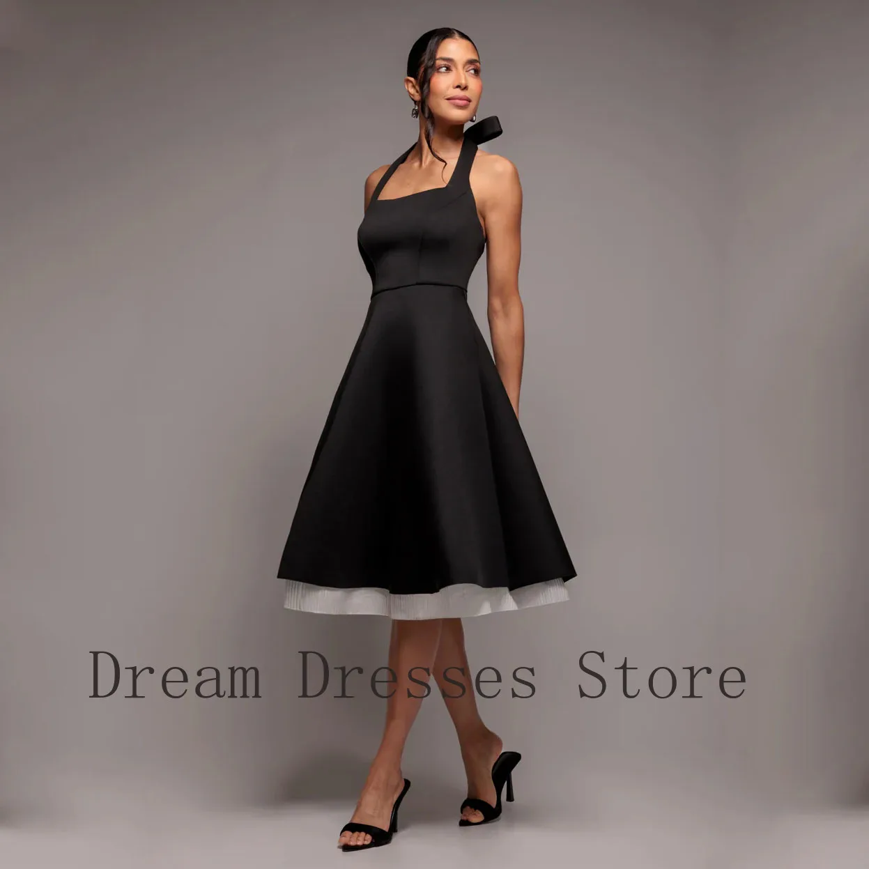 

Индивидуальные простые платья миди А-силуэта с бантом из шармеза и драпировкой, на заказ, для особых случаев, повседневные, модные, высокого качества, в тон.